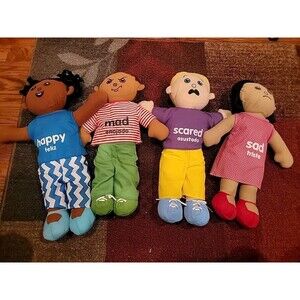 Excellerations Emotion Bilingual 18" Stuffed Dolls for Classroom and Therapy
